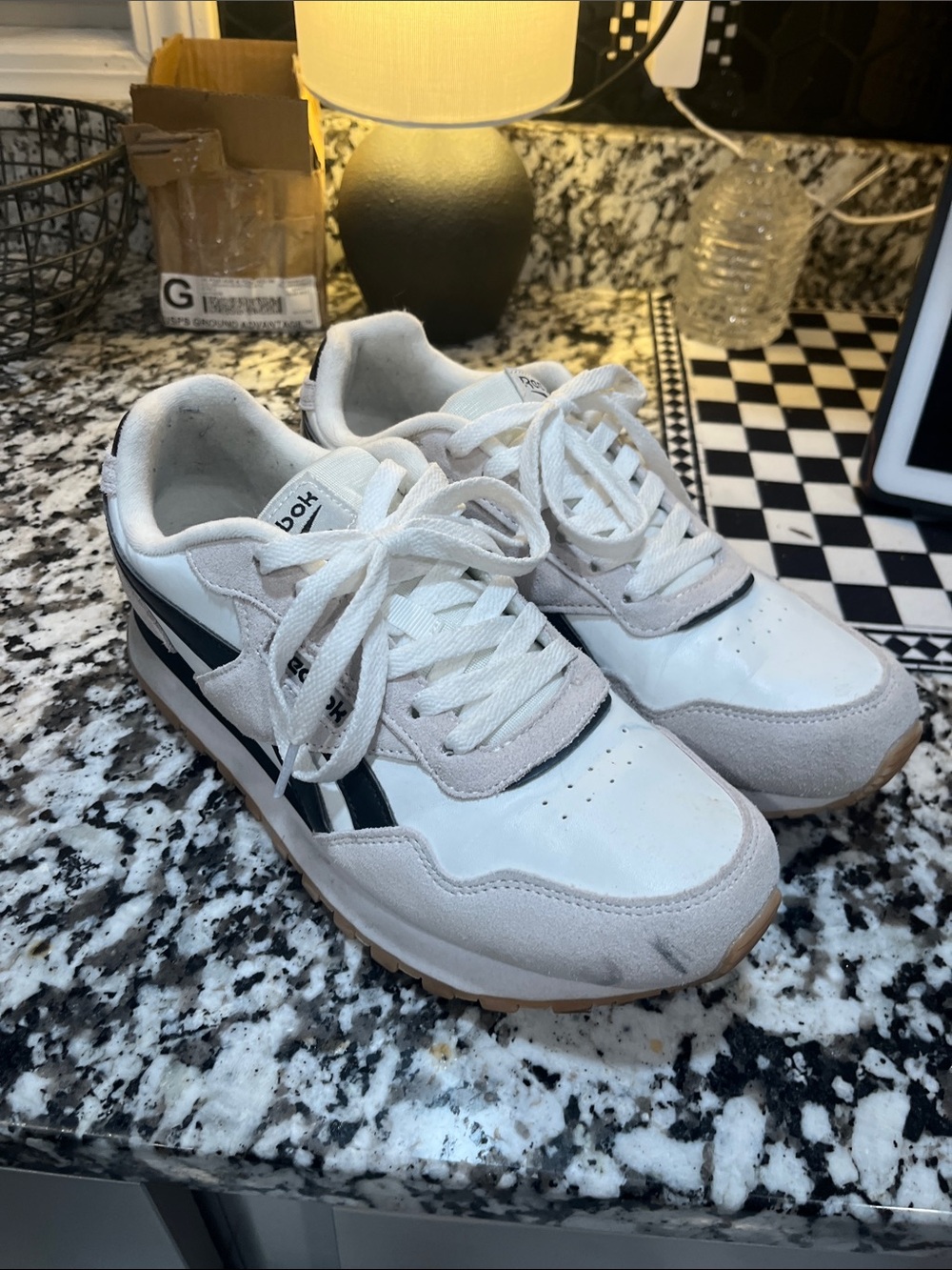 Reebok White, Black and Gum Classic Retro Runners